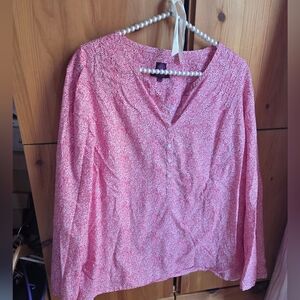 Liberty Art Fabrics Pink Floral Cotton Top Size XL